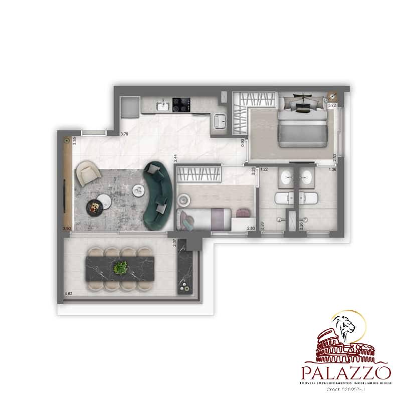 Apartamento à venda com 2 quartos, 61m² - Foto 6